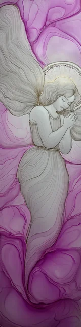 Free abstract angel art bookmark featuring a mostly white background abstract angel